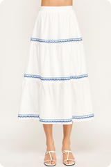 Julie Stitch Stripe Midi Skirt