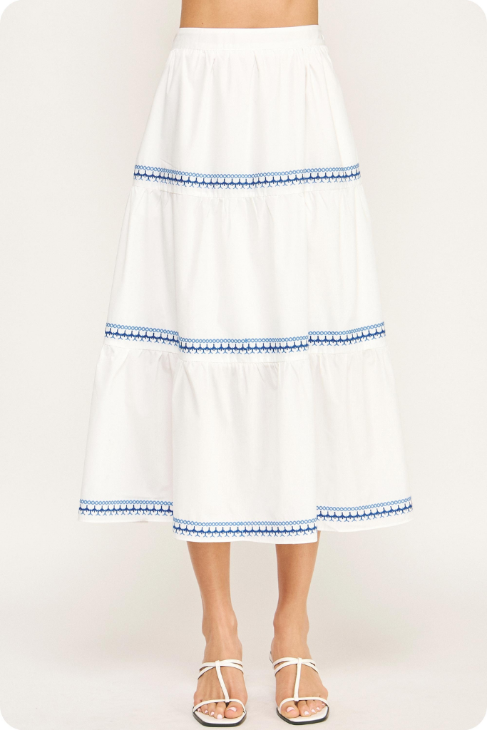 Julie Stitch Stripe Midi Skirt
