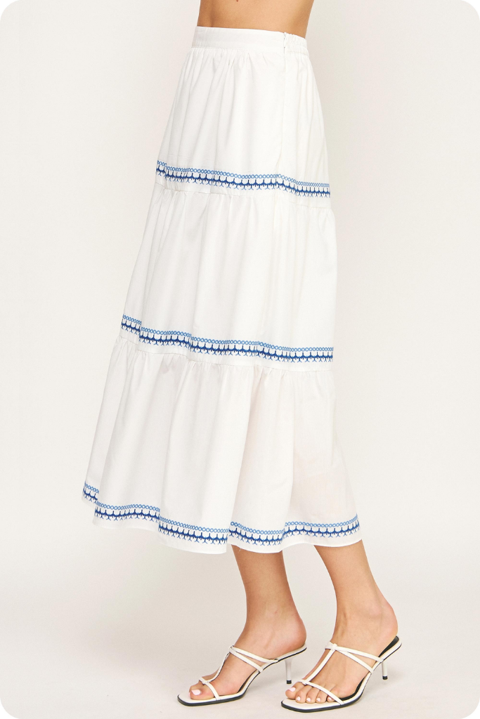 Julie Stitch Stripe Midi Skirt