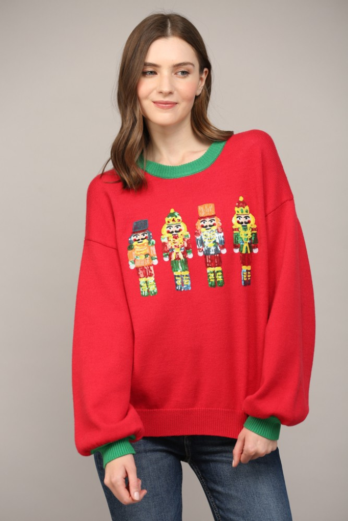 Nutcracker Sequin Pullover Sweater