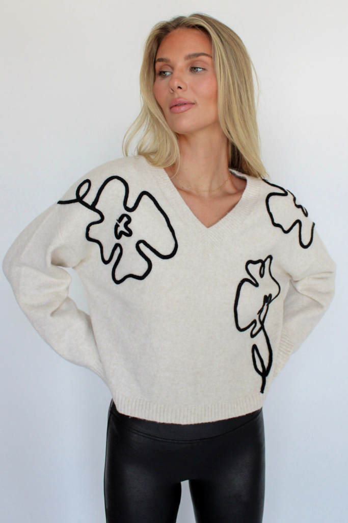 Gabrielle Floral Embroidered Sweater