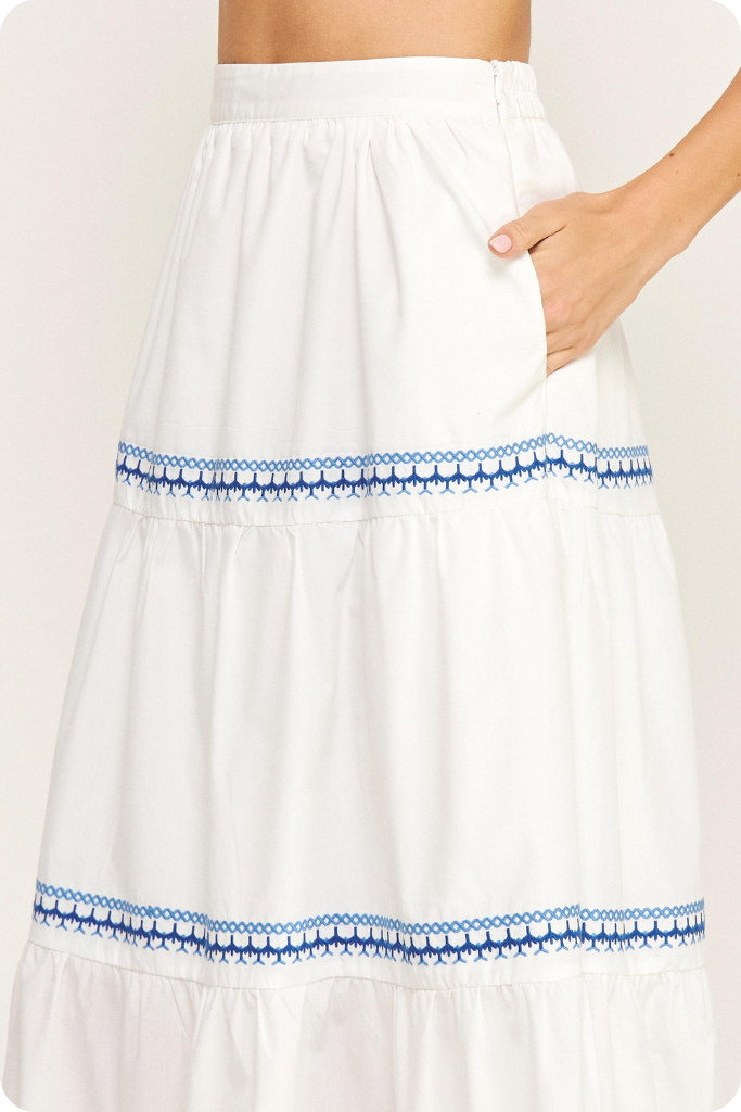 Julie Stitch Stripe Midi Skirt