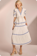 Julie Stitch Stripe Midi Skirt
