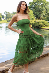 Safe Haven Midi Dress in Vine Green