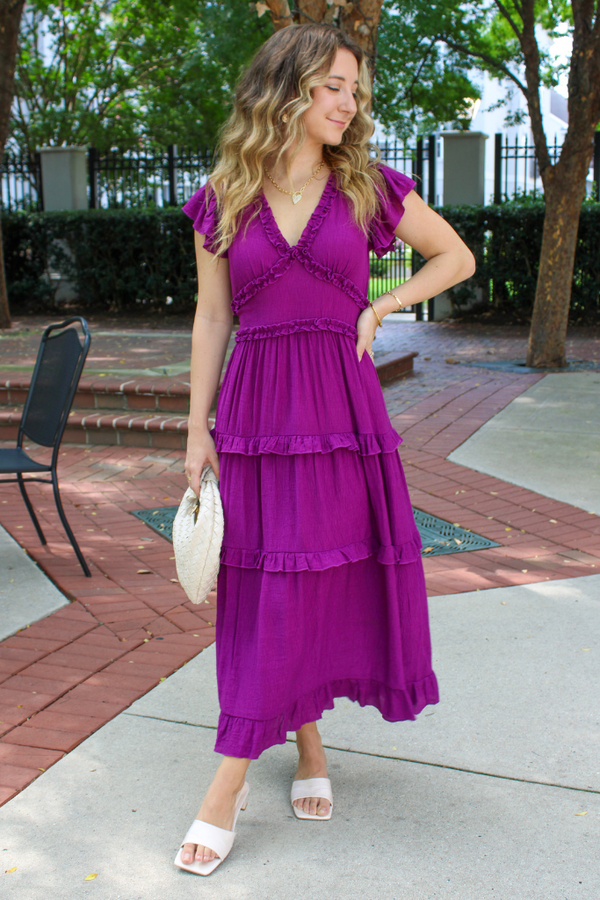 Hey Darling Midi Dress In Deep Berry