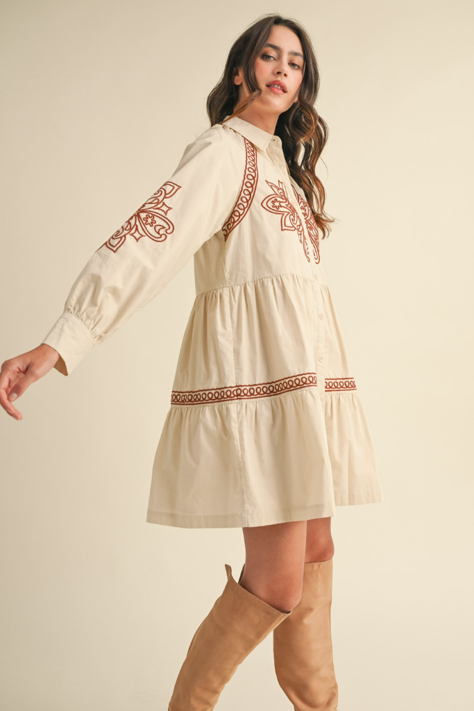 Going West Embroidered Mini Dress