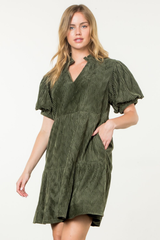 Aria Corduroy Puff Sleeve Dress