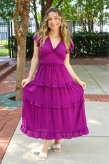 Hey Darling Midi Dress In Deep Berry