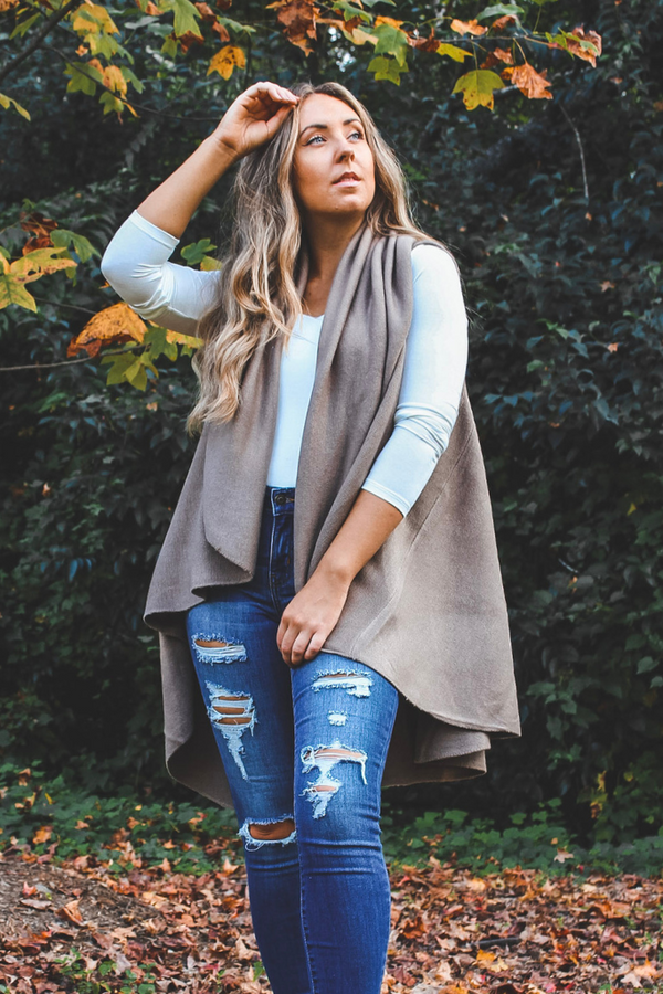 Perfect Shawl Vest in Taupe