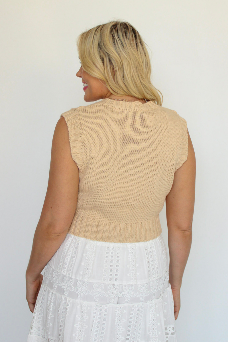 Oh My Darling Sweater Vest in Bone