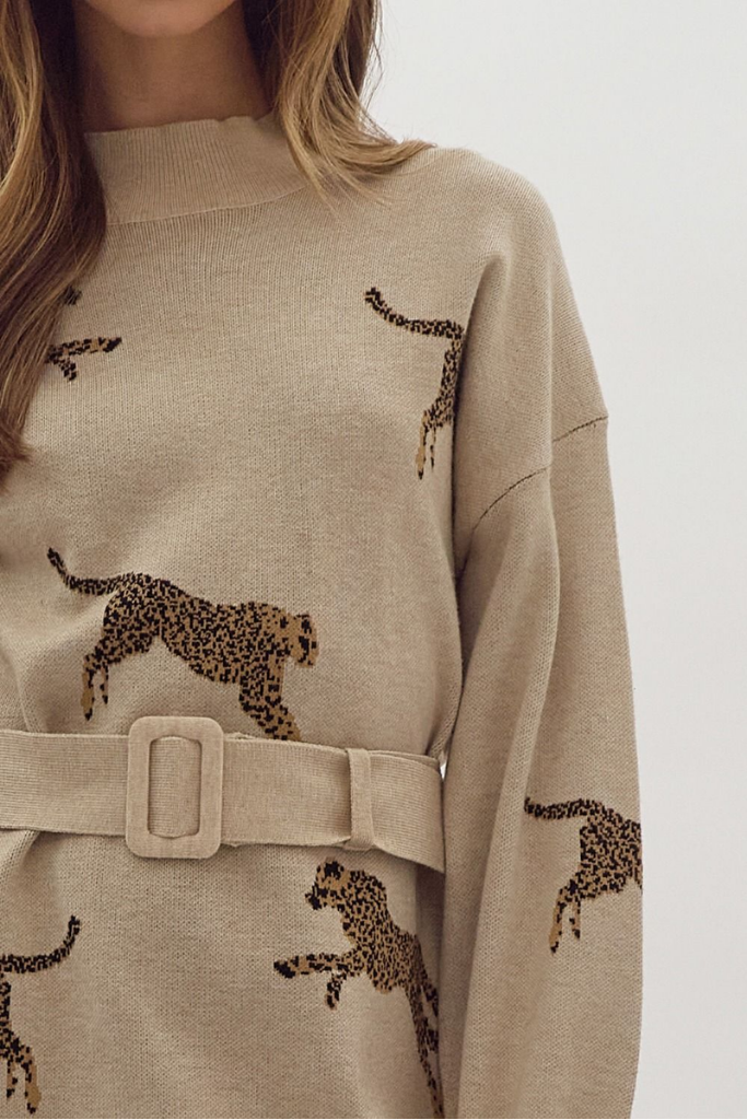 Adrienne Cheetah Sweater Dress