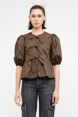 Emma Tie Front Top in Olive