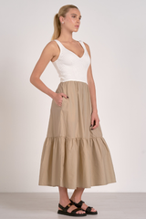 Dara Maxi Dress in Sand White
