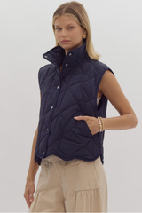 Ashlynn Lightweight Puffer Vest in Dark Navy