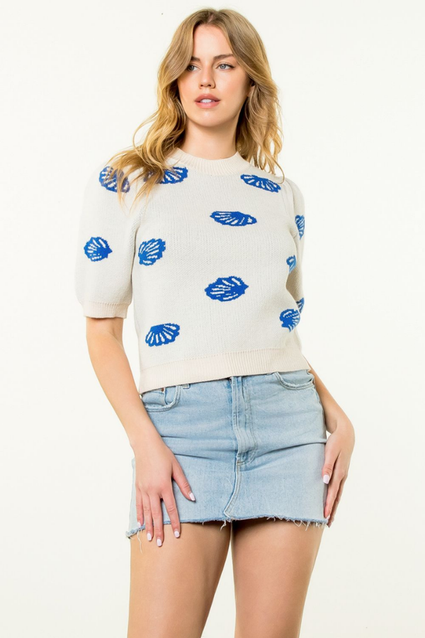 Sally Seashell Short Sleeve Sweater