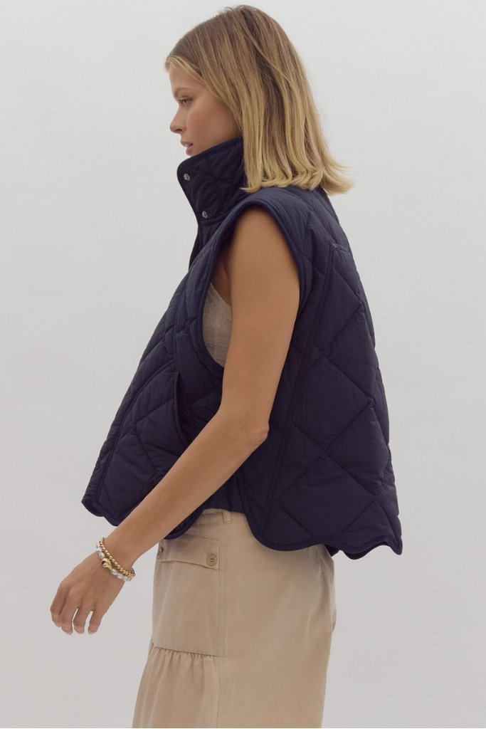 Ashlynn Lightweight Puffer Vest in Dark Navy