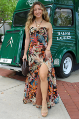 Amber Waves Halter Maxi Dress