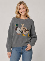 Duck family sweater in charcoal