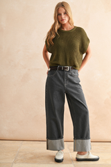 Maggie Cap Sleeve Sweater in Olive
