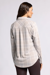 Lewis Plaid Shirt Jacket in White Dove