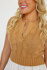 Oh My Darling Sweater Vest In Khaki