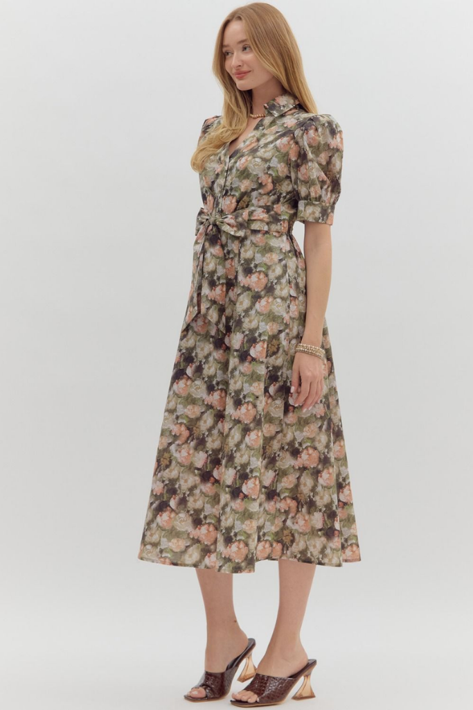 Haven Floral Tie Waist Midi Dress