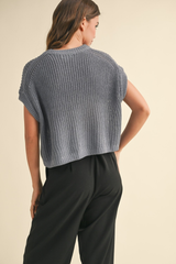 Maggie Cap Sleeve Sweater in Denim Blue