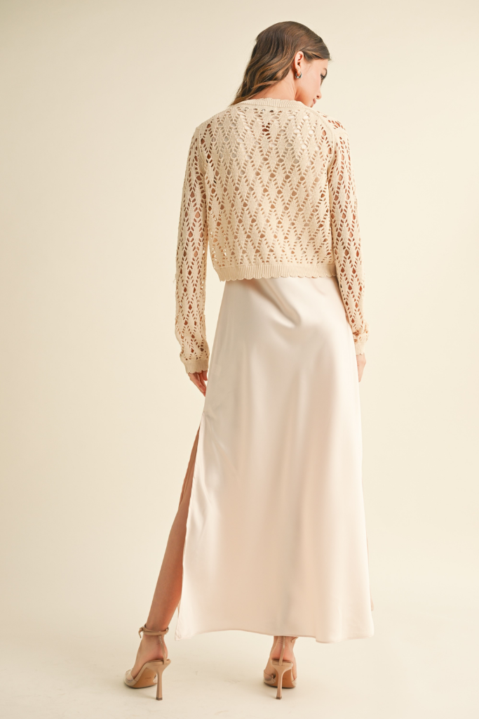 Cora Two Piece Satin Sweater Maxi Dress