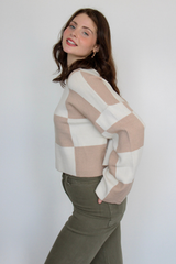 Groovy Baby Checker Sweater in Taupe