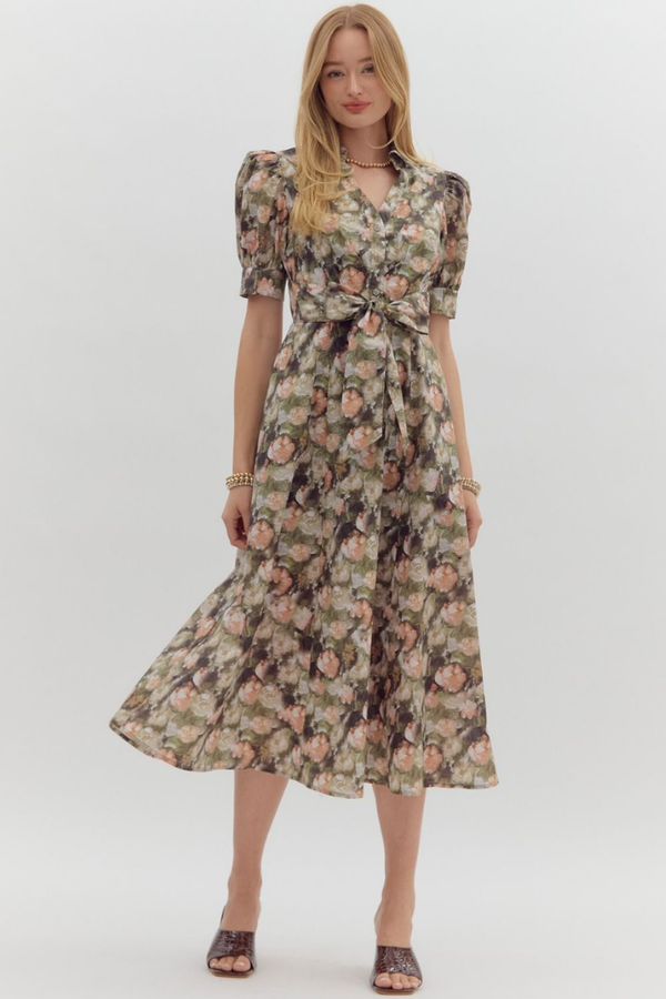 Haven Floral Tie Waist Midi Dress