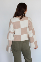 Groovy Baby Checker Sweater in Taupe