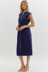 Liz Zip Front Midi Dress