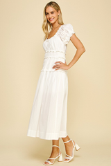 Arianna Smock Puff Sleeve Midi Dress