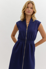 Liz Zip Front Midi Dress