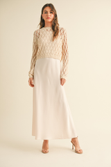 Cora Two Piece Satin Sweater Maxi Dress