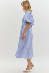 Lana Cut Out Midi Dress in Chambray