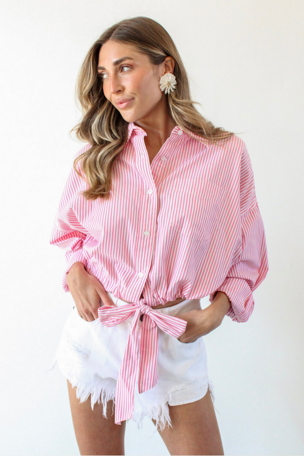 Primrose Button Up Top in Pink