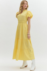 Heidi Tiered Maxi Dress in Lemon