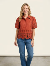 Faith eyelet top in rust