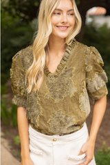 Juniper top in olive green