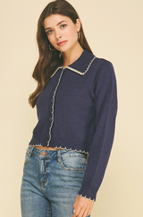 Mabel scallop edge cardigan in navy