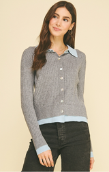Tess layered cardigan in charcoal