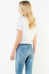 Laura Short Sleeve Cardigan in White