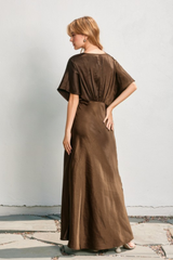 Gabrielle silk dress in brown