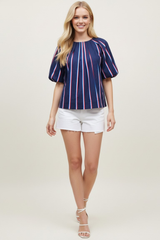 Taylor puff sleeve top in navy