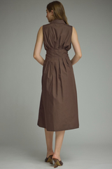 Kristi eyelet midi dress in brown