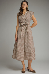 Serena stripe midi in brown