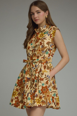 Viola mini dress in tan floral