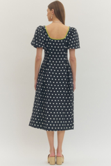 Daisy polka dot midi dress
