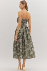 Annabell strapless dress in olive